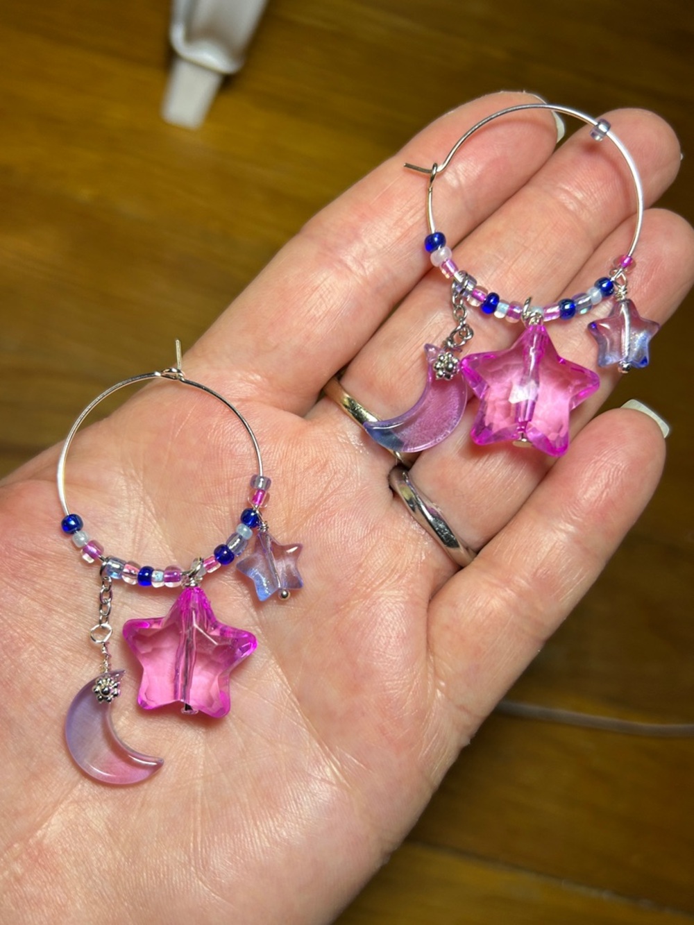 3/$25 Pink Star & Moon Hoop Earrings